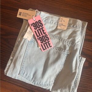 NWT Denim Forum The '90s Lite Lo-Rise Cargo Jean 29 Wide Leg